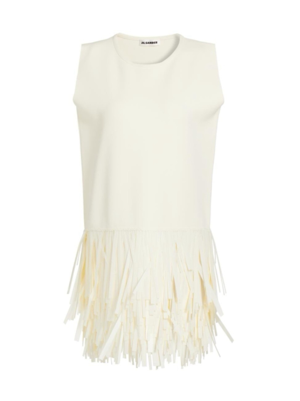 $7450 JIL SANDER Women's Fringe Knit Mini Dress In Cloud Size EU 36 US 6 Resort - Picture 2 of 8